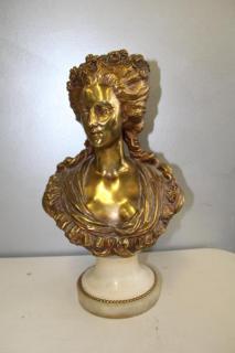 Appraisal: Unsigned Gilt Bronze Bust Of A Beauty In A Bonnet