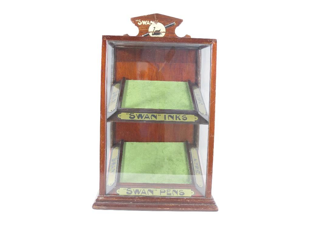 Appraisal: A mahogany framed Swan Pens and Swan Inks Display Case