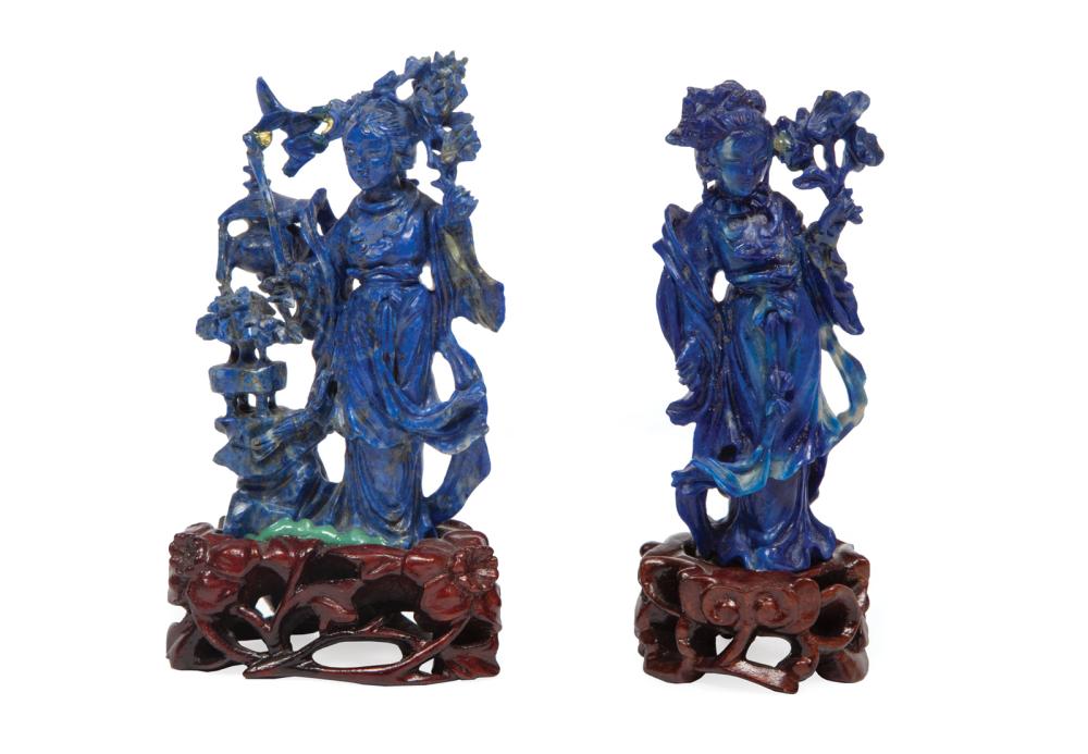 Appraisal: Two Chinese Lapis Lazuli Figures of Beauties each carved standing