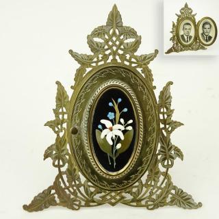 Appraisal: th Century Victorian Style Pietra Dura and Gilt Brass Picture