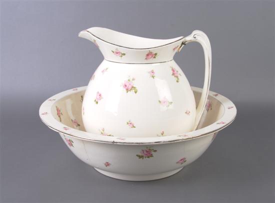 Appraisal: An English Ceramic Wash Basin and Pitcher Diameter of first