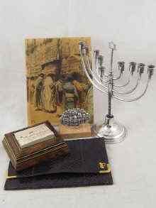 Appraisal: A mixed lot comprising a silver plated menorah a silver