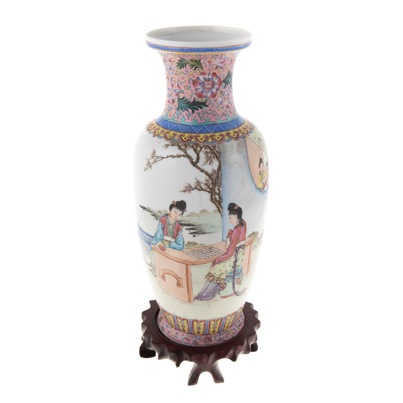 Appraisal: CHINESE FAMILLE ROSE VASE Possibly Republic Period decoration of two