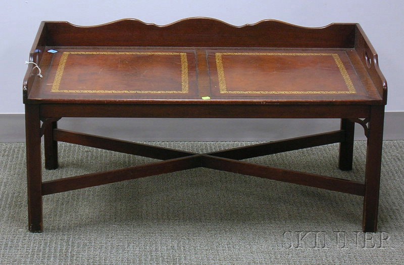 Appraisal: Heritage Henredon Chippendale-style Brass-mounted Mahogany Butler's Tray Table branded mark