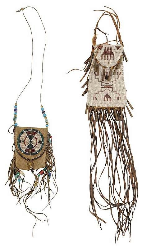 Appraisal: Two Beaded Flap Bags late th early th century Cheyenne