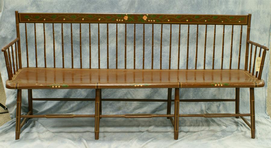 Appraisal: American paint decorated settle bench h x ' l x