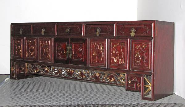 Appraisal: A Chinese red lacquer and gilt softwood small cabinet Late