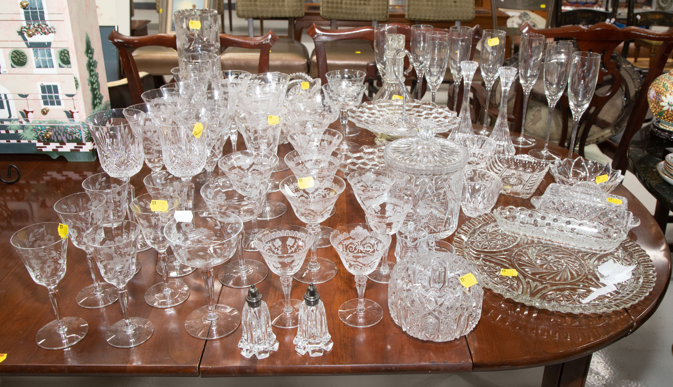 Appraisal: LARGE GROUP OF ASSORTED GLASSWARE Including a pair of Wedgwood