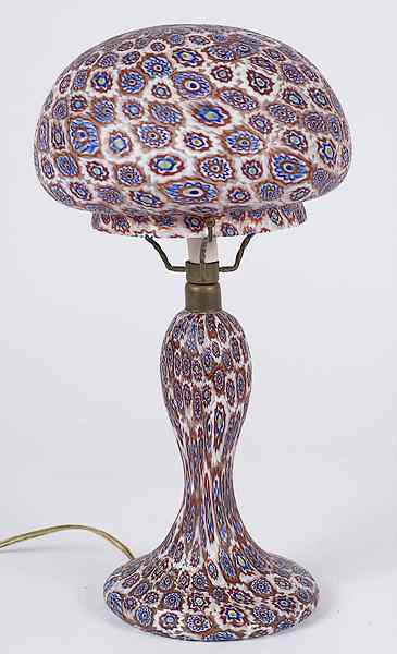 Appraisal: Millefiori Lamp Continental a lamp with millefiori glass base and