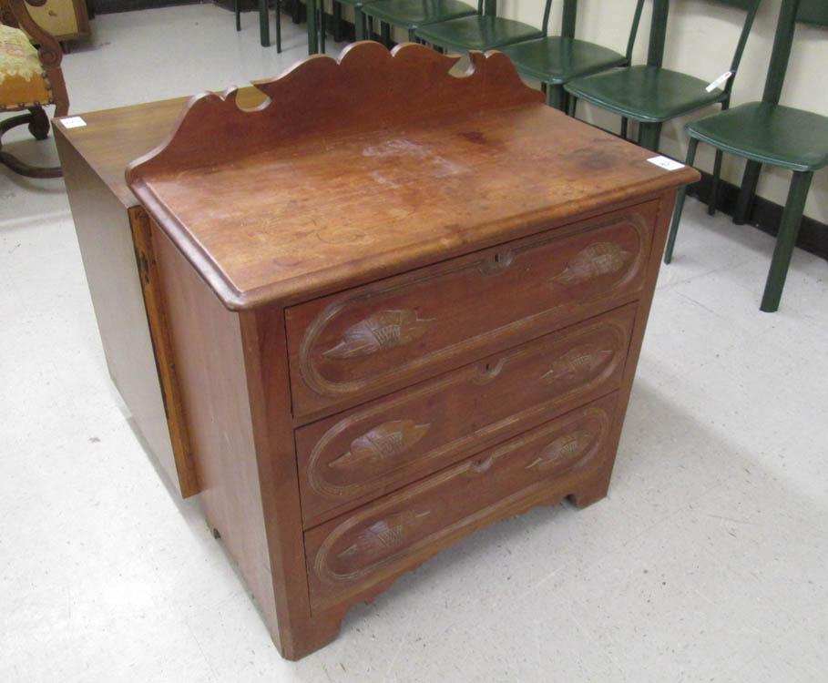 Appraisal: A VICTORIAN WALNUT THREE-DRAWER COMMODE American c H x W