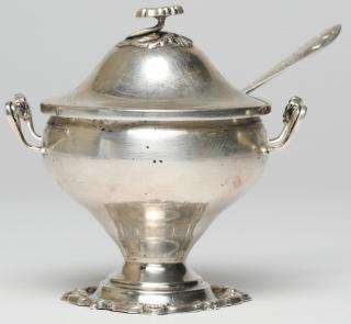 Appraisal: Topazio Portuguese Art Nouveau Silver Mustard Pot Body and lid