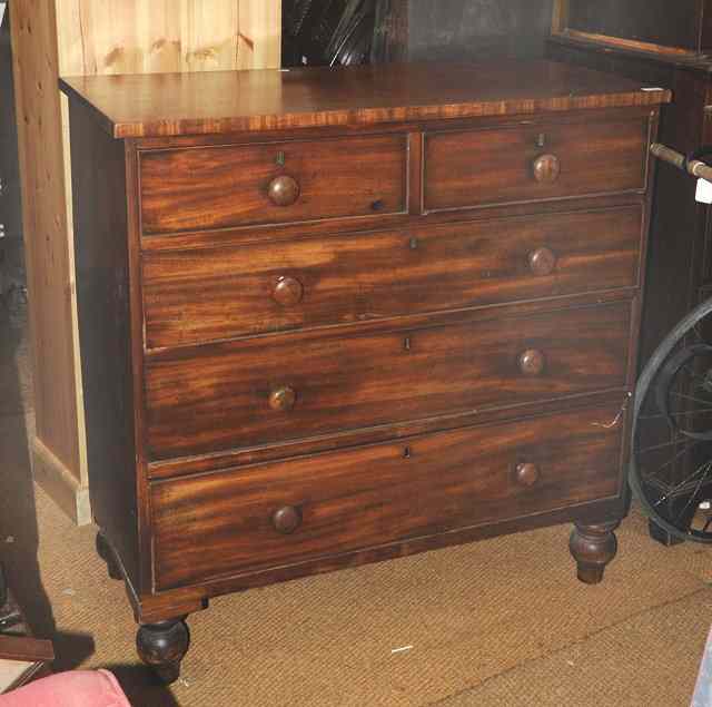 Appraisal: A VICTORIAN MAHOGANY CHEST of two short and three long