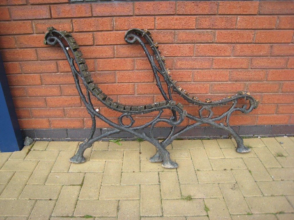 Appraisal: Pair of th Century naturalistic Garden Bench Ends