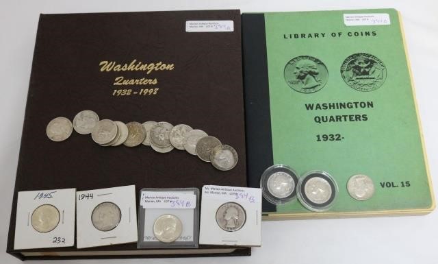 Appraisal: COLLECTION OF SILVER WASHINGTON QUARTERS BOOK LOOSE LARGE BOOK WITH