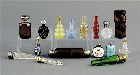 Appraisal: Collection of scent bottles four lay-down bottles L to pendant