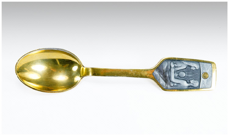 Appraisal: Sprang Olsen Danish Arts and Crafts Spoon silver gilt dated