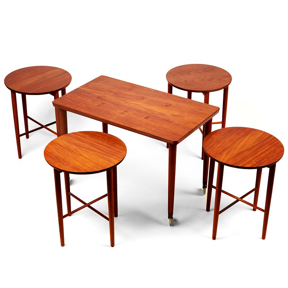 Appraisal: Poul Hundevad MCM Folding Table Set Poul Hundevad Danish -