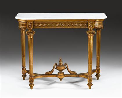 Appraisal: Louis XV style giltwood console table With a D-shaped marble