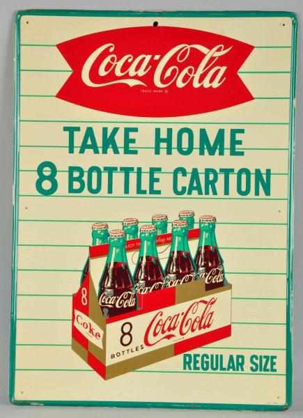 Appraisal: Tin Coca-Cola Sign with -Pack Featured Description s Difficult sign