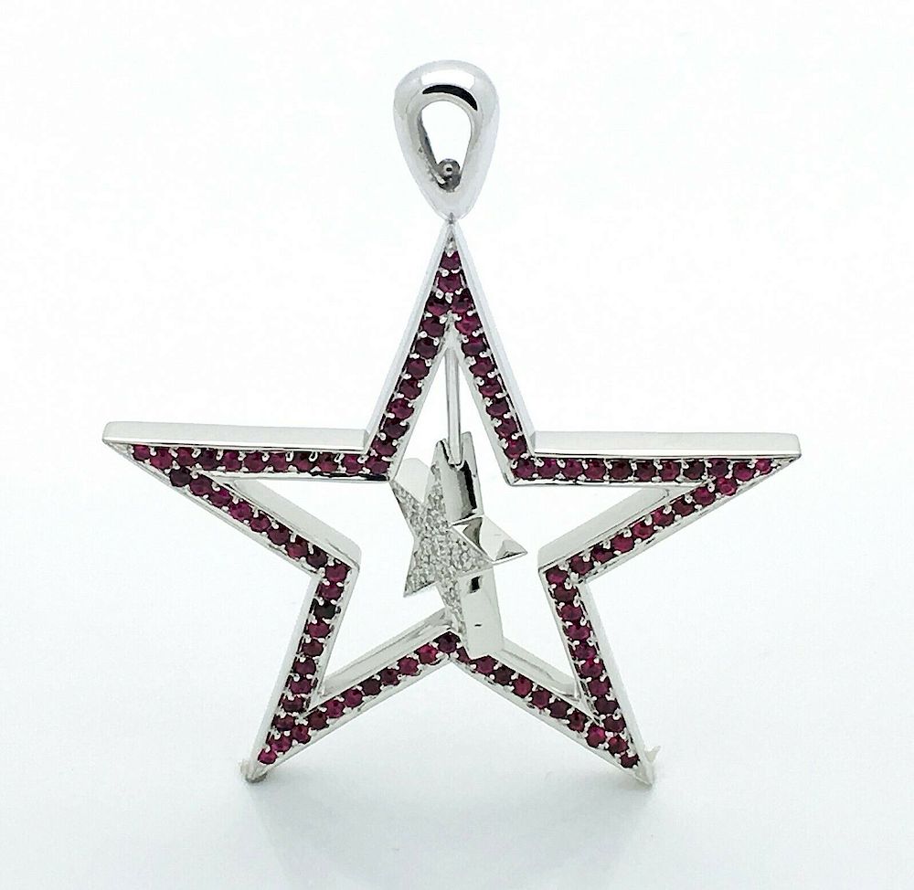 Appraisal: GIRASOLE STARS K DIAMOND RUBY PENDANT GIRASOLE STARS DIAMOND RUBY