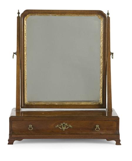 Appraisal: A George II period mahogany toilet mirror the moulded adjustable