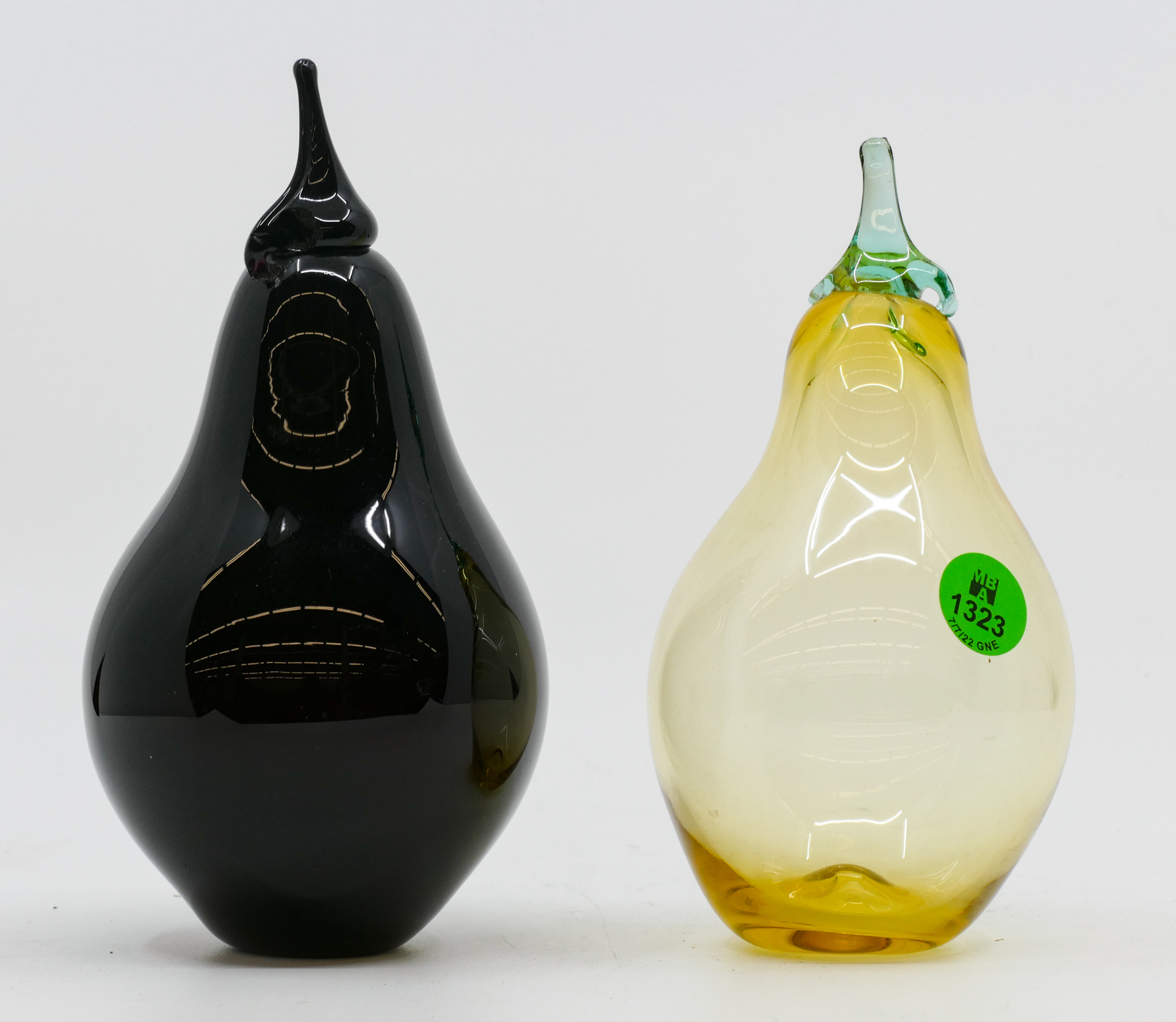 Appraisal: pc Studio Glass Pear Figures '' Approx