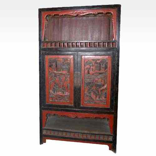 Appraisal: A Chinese Red and Black Lacquer Cabinet circa having an