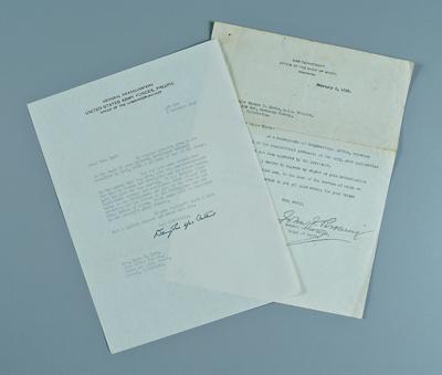 Appraisal: Douglas MacArthur signed letter typed lines on quot General Headquarters