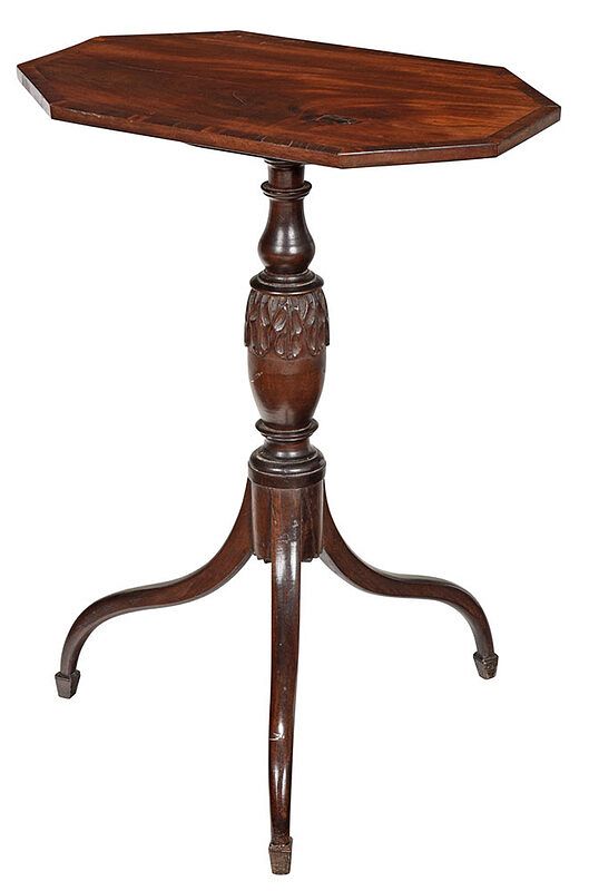 Appraisal: American Federal Mahogany Tilt Top Candle Stand New England circa