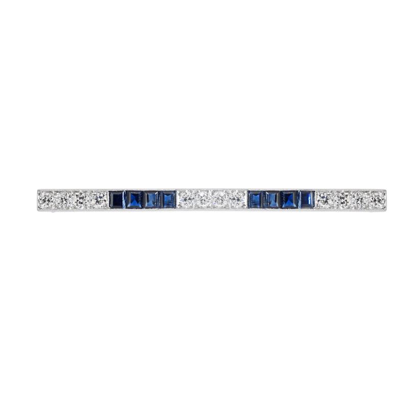 Appraisal: J E CALDWELL DIAMOND SAPPHIRE PLATINUM BAR PIN Line of