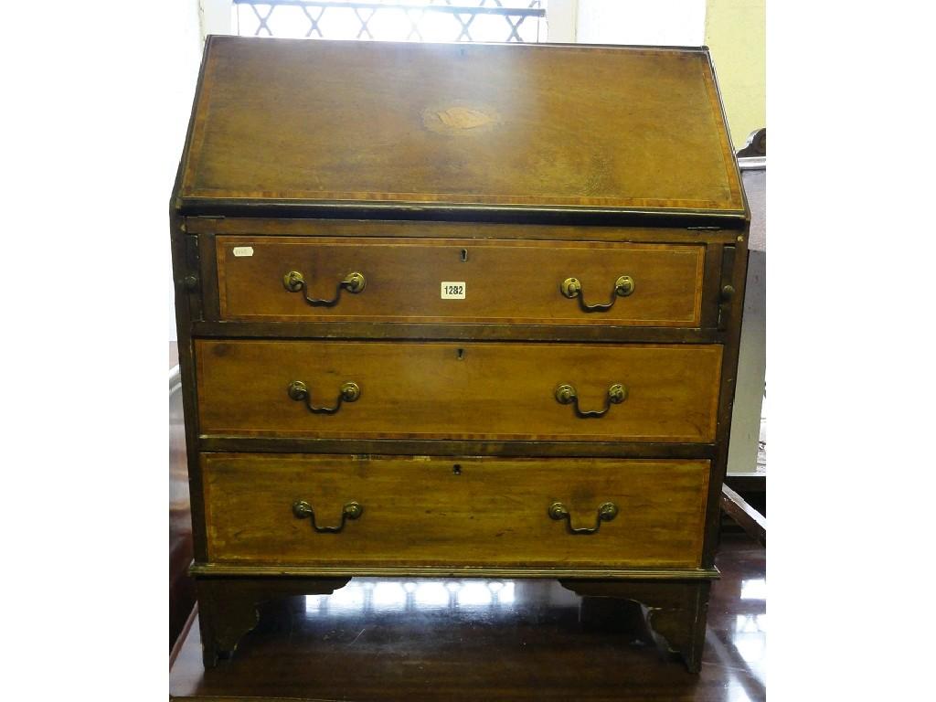 Appraisal: An Edwardian mahogany bureau the fall front with inlaid shell