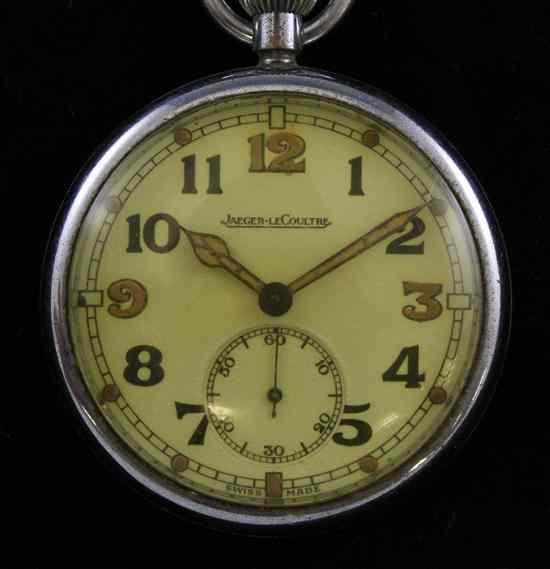 Appraisal: A steel cased Jaeger Le Coultre military issue pocket watch