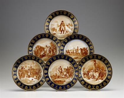 Appraisal: Set of six Sevres style Napoleonic cabinet plates late th