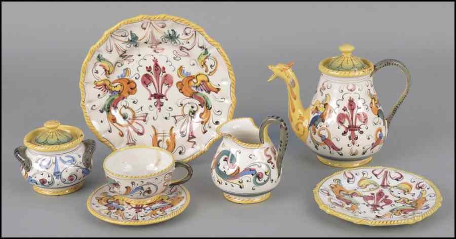 Appraisal: ITALIAN FAIENCE TEA SERVICE Comprised of a teapot creamer sugar