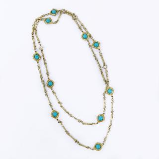 Appraisal: Vintage Karat Yellow Gold and Turquoise Bead Necklace Vintage Karat