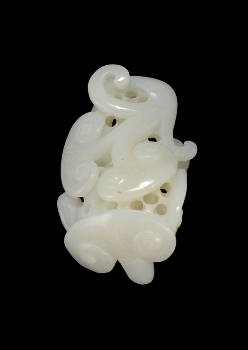 Appraisal: WHITE JADE PENDANT th th CenturyWith openwork ruyi carving Length