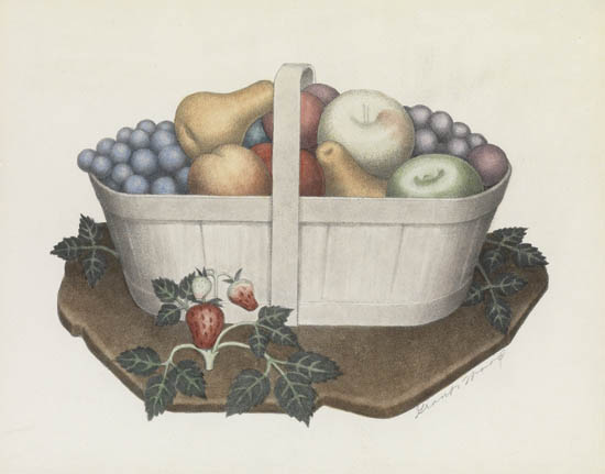 Appraisal: GRANT WOOD Fruits Lithograph with hand coloring in watercolor x