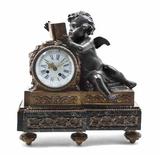 Appraisal: A French Patinated and Gilt Metal Mantel Clock having a