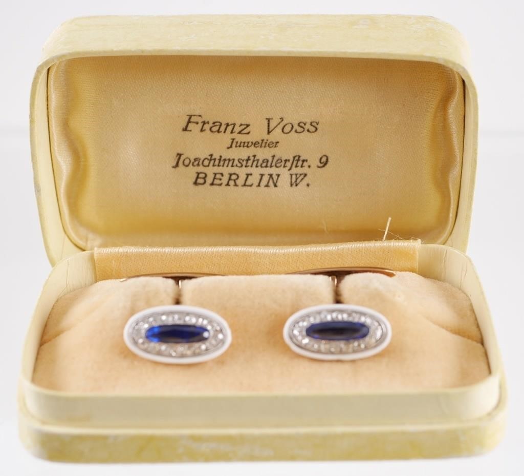 Appraisal: PAIR K GOLD EUROPEAN CUT DIAMOND CUFFLINKSVintage pair of K