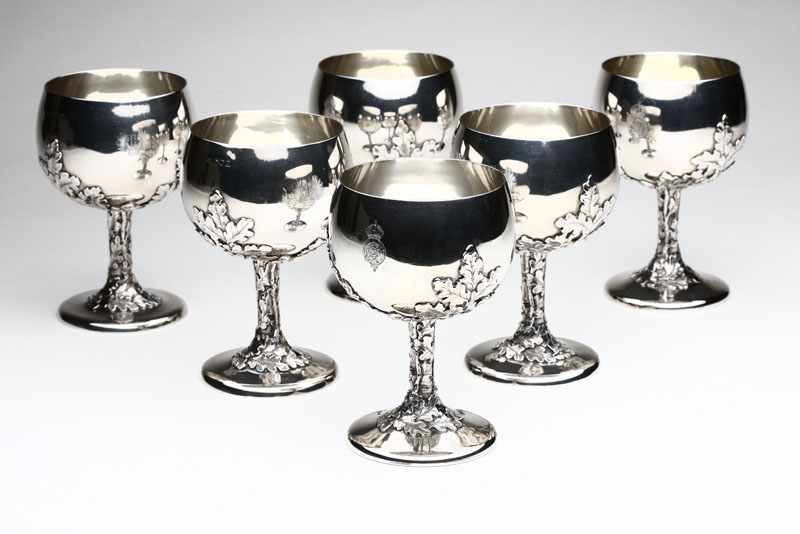 Appraisal: A set of six George V sterling silver goblets Carrington