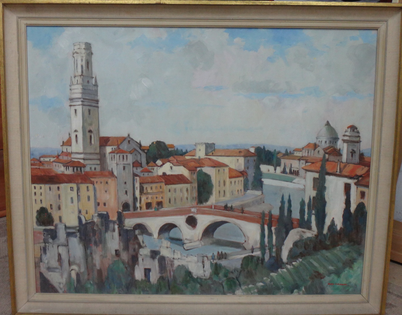 Appraisal: Dale Johnson th century Verona oil on canvas signed cm