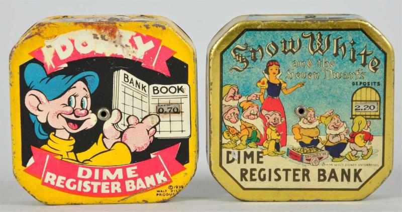 Appraisal: Lot of Disney Snow White Dwarf Register Banks Description Includes