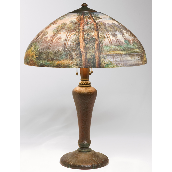 Appraisal: Exceptional Handel lamp bronzed metal base with its original patina