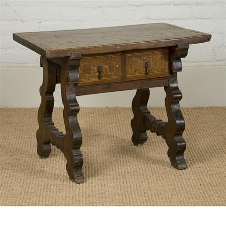 Appraisal: Spanish Baroque Inlaid Walnut Low Table Estimate -