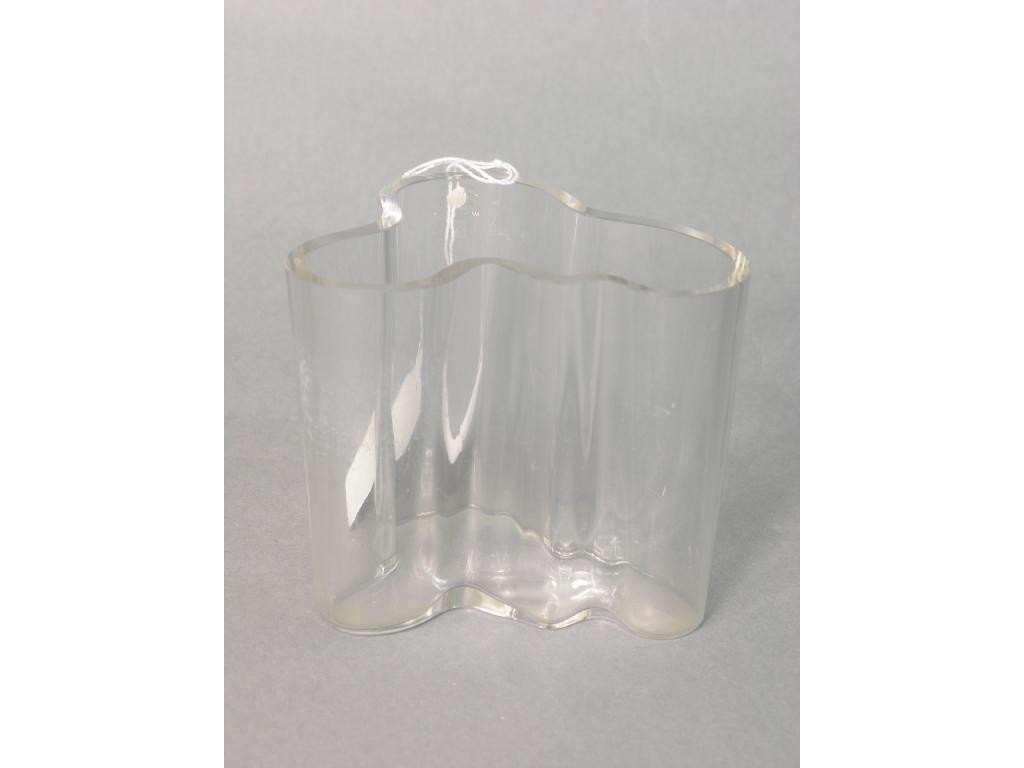 Appraisal: A tri-form clear glass vase by Alvar Aalto etched mark