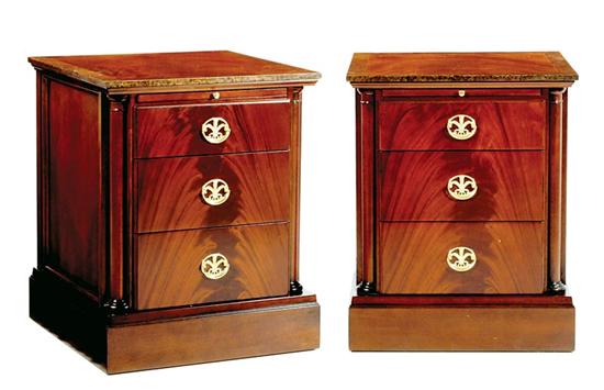 Appraisal: Pair mahogany MacFarlane chests M Craig walnut-banded top over case