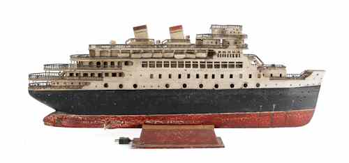 Appraisal: Painted pine ship model ca electrified h w