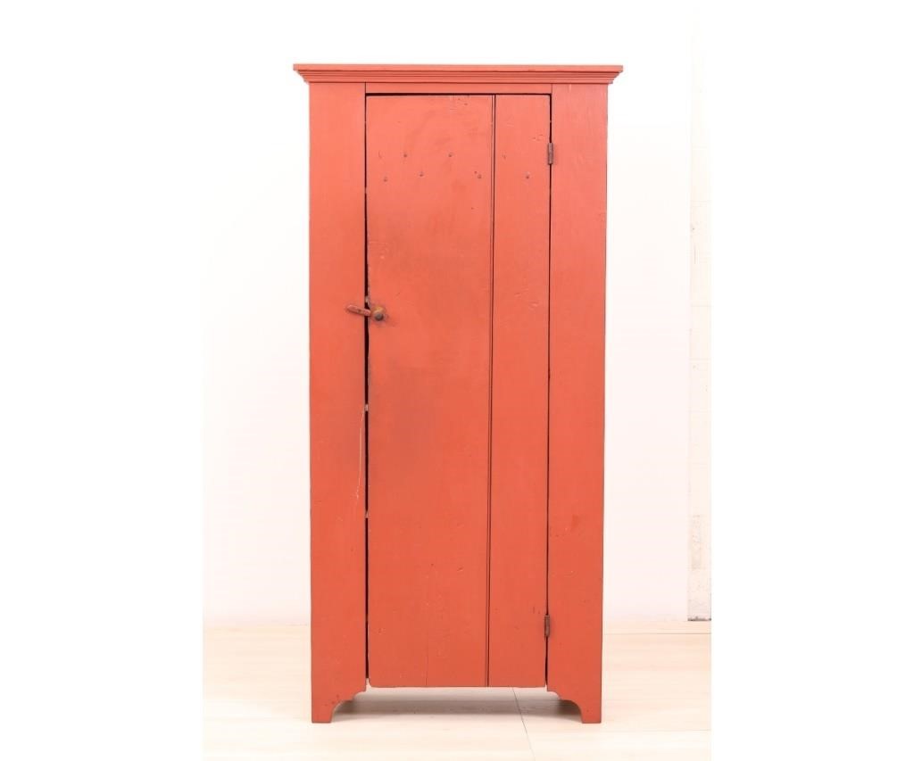 Appraisal: Country pine cupboard th c repainted red h x w