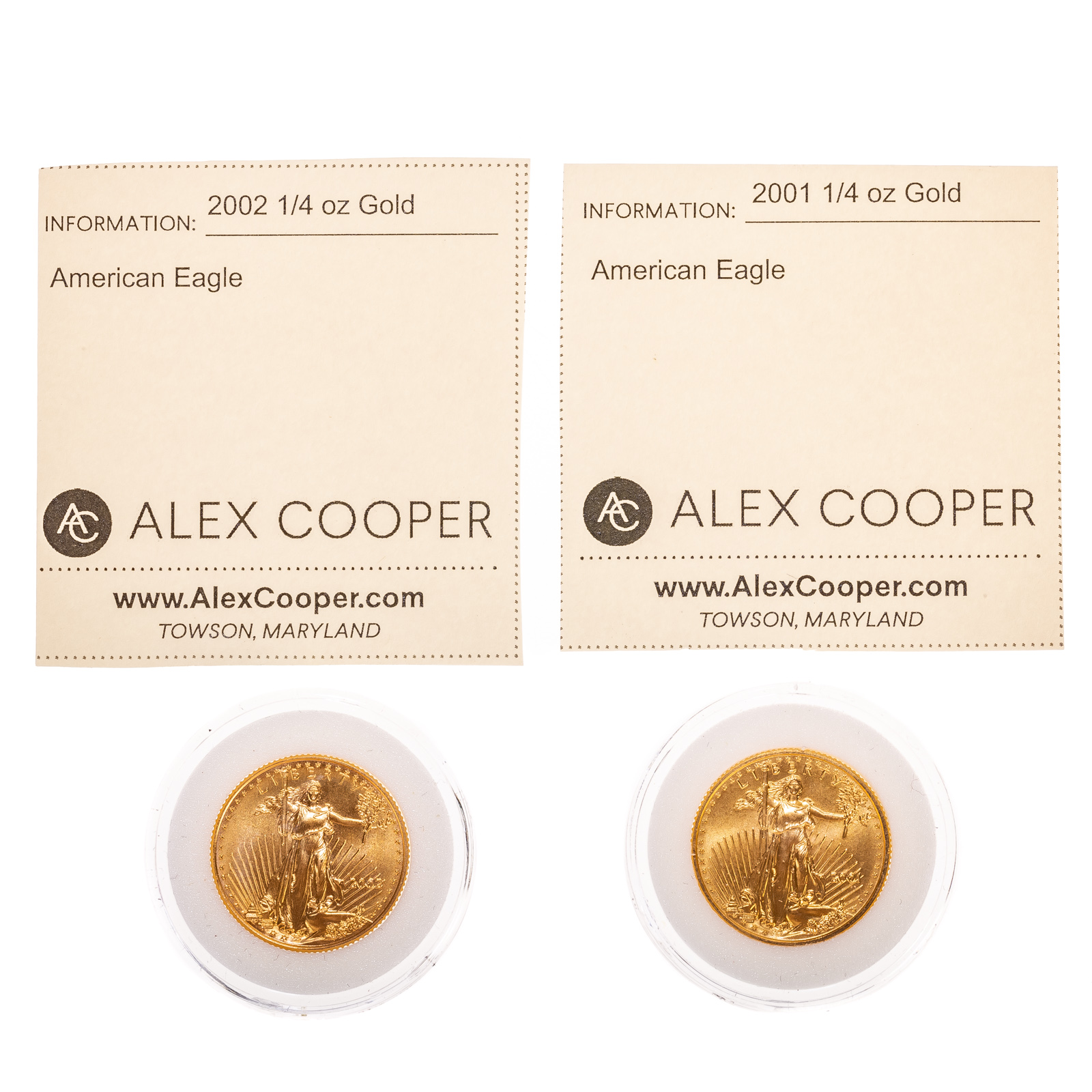 Appraisal: TWO OZ GOLD AMERICAN EAGLES - TWO BETTER DATES -