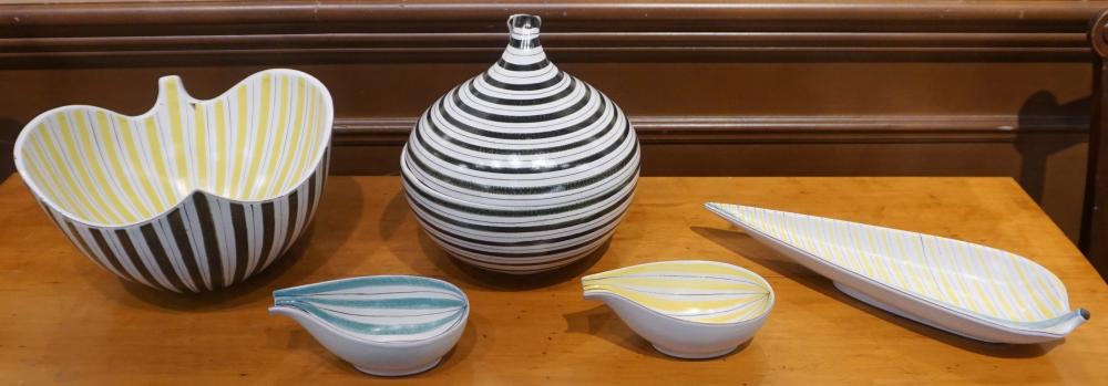 Appraisal: Five Stig Lindberg for Gustavsberg Faience Earthenware Bowls